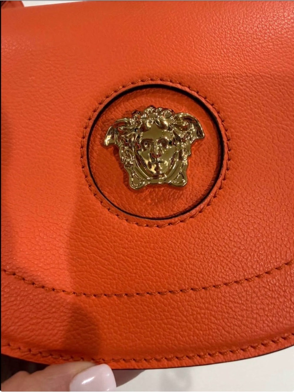 🧡 Versace Medusa Small Shoulder / Belt Bag – Orange Vitello Leather NWT & COA
